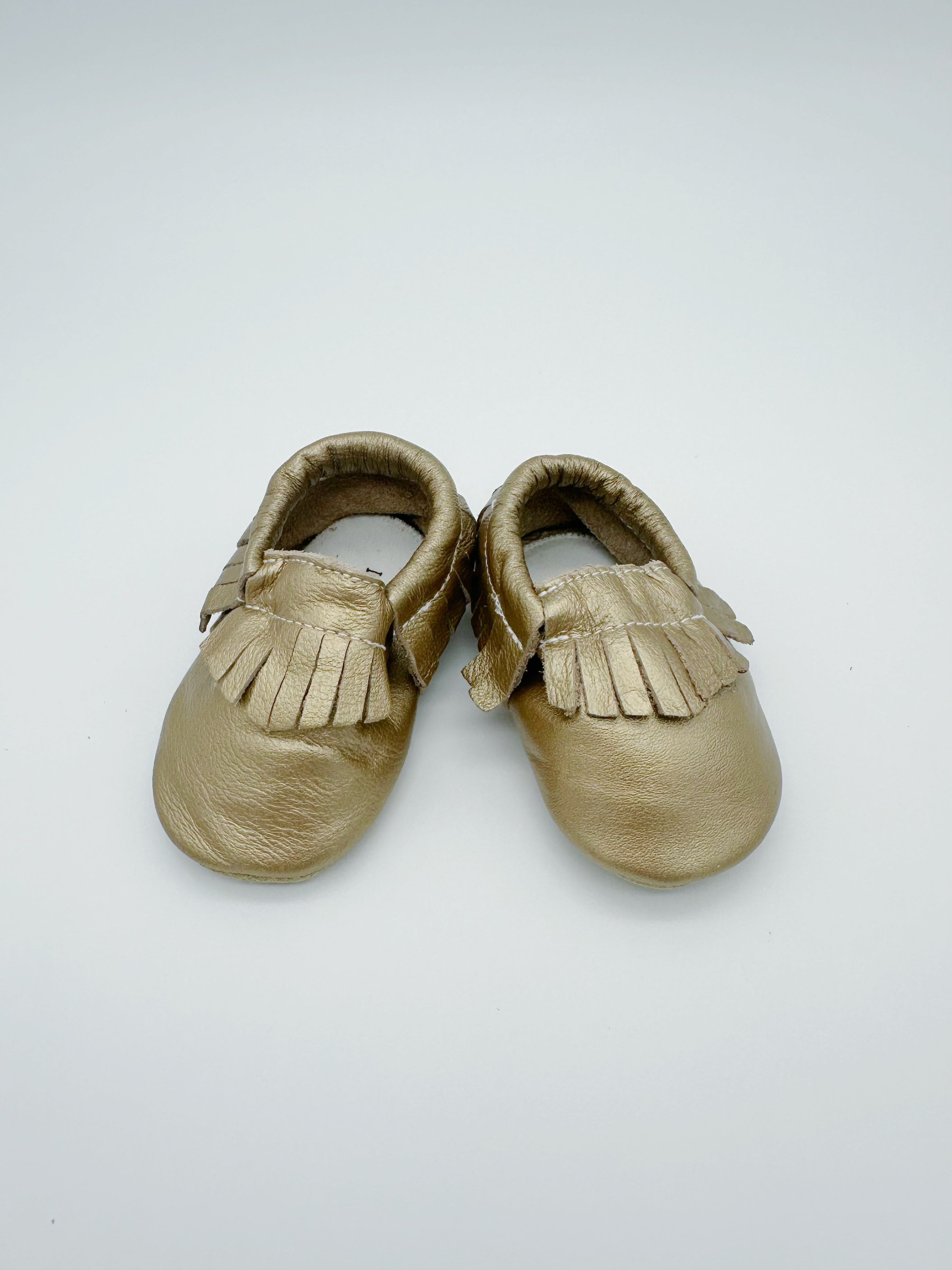 Little Secret Fringe Gold Baby Leather Flat Shoes