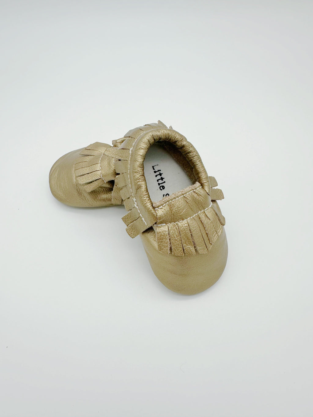 Little Secret Fringe Gold Baby Leather Flat Shoes