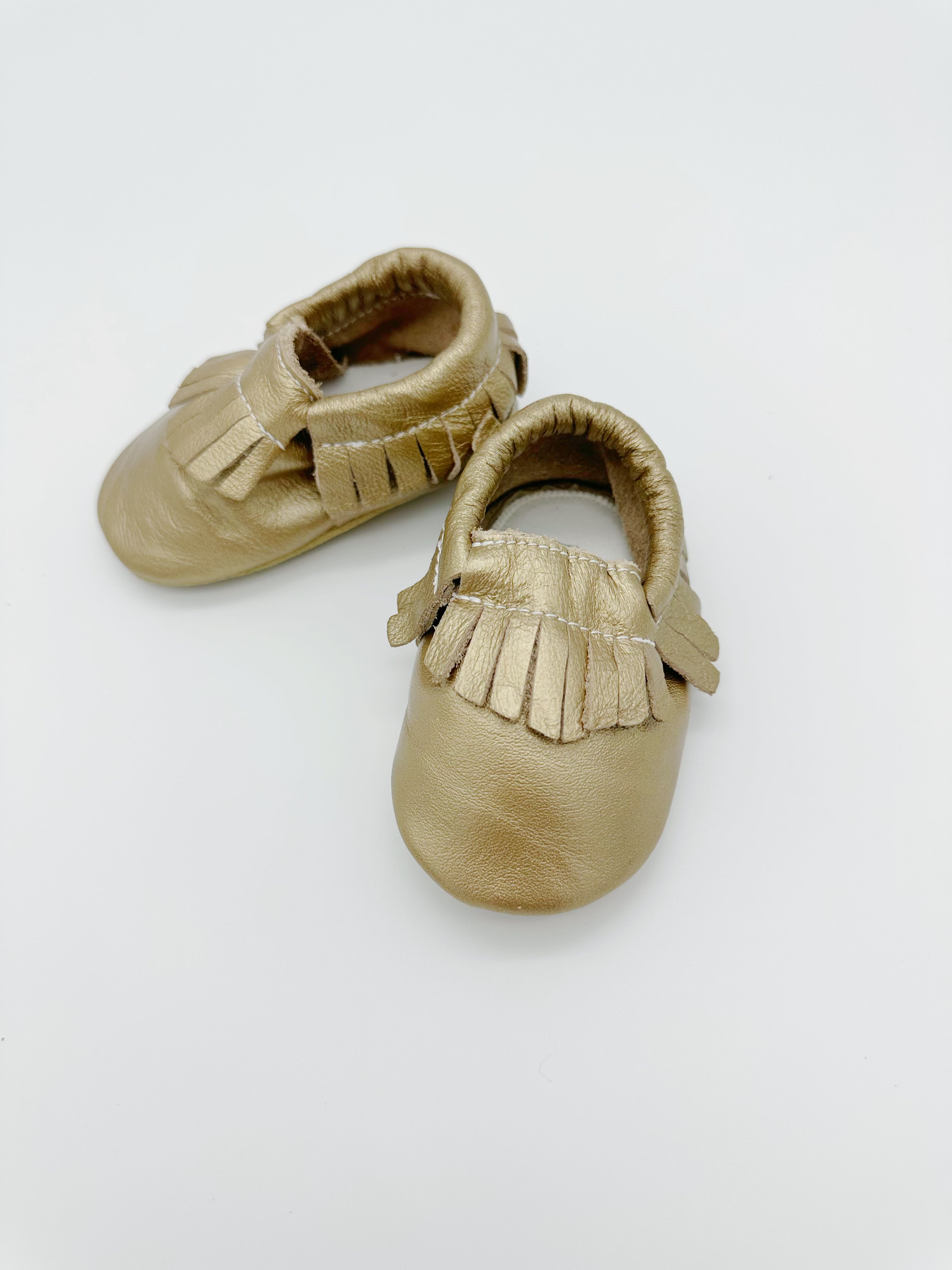 Little Secret Fringe Gold Baby Leather Flat Shoes