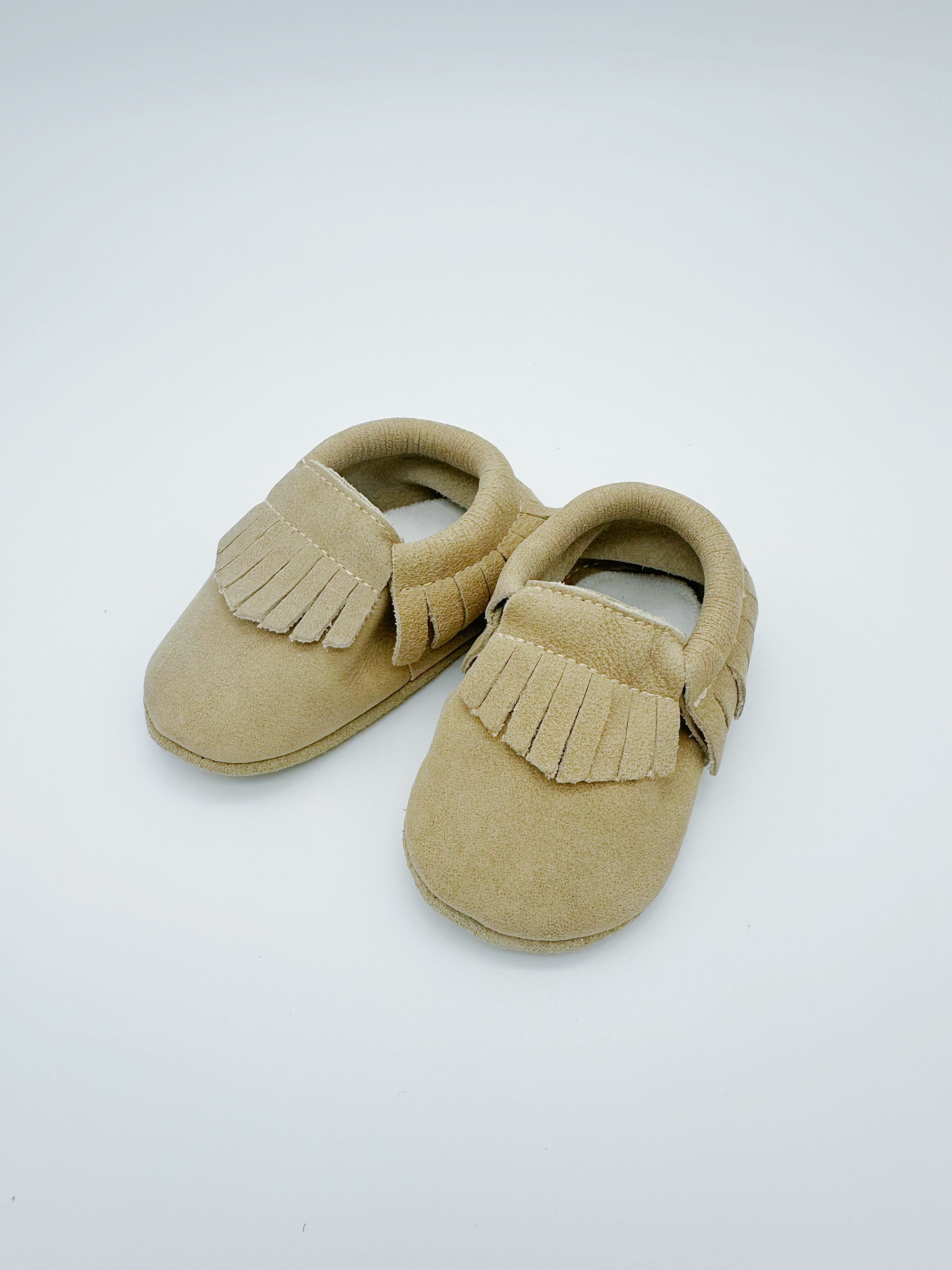 Little Secret Fringe Beige Baby Leather Flat Shoes