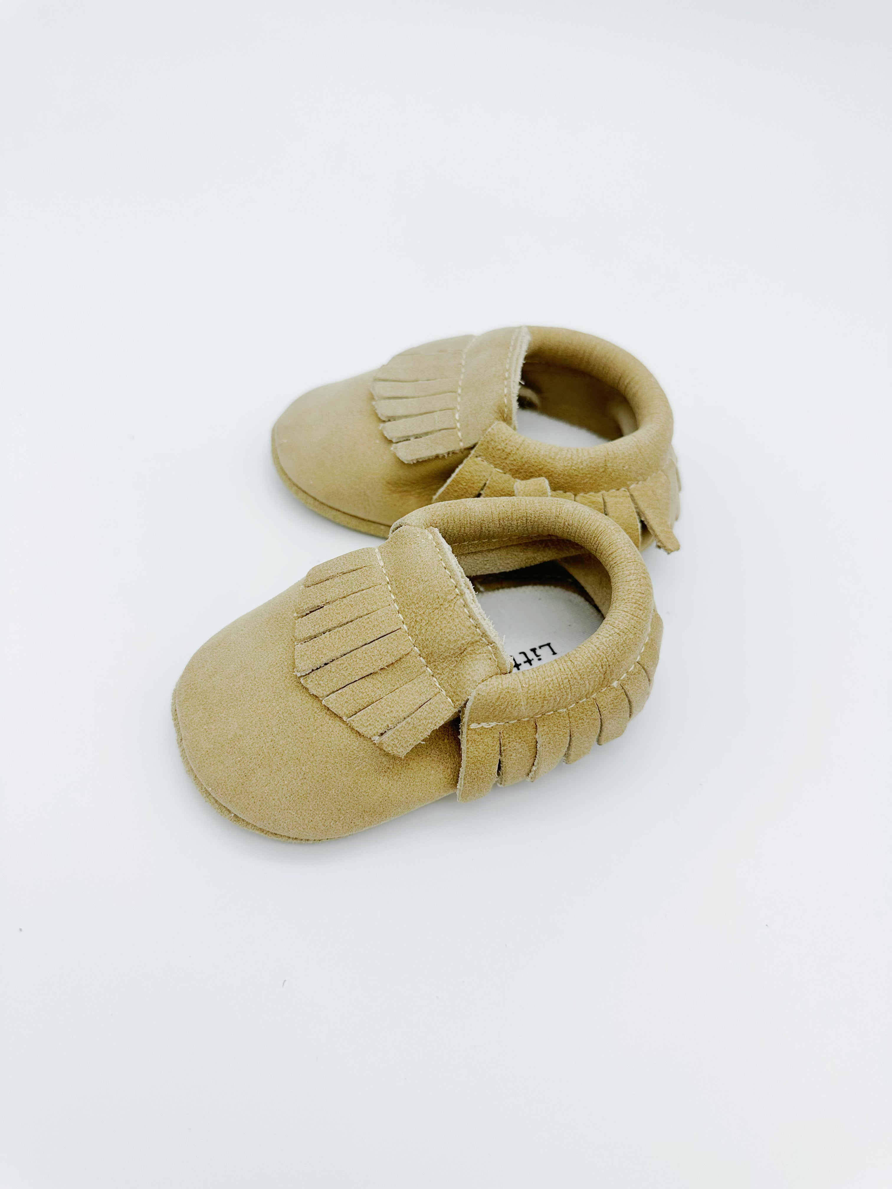 Little Secret Fringe Beige Baby Leather Flat Shoes
