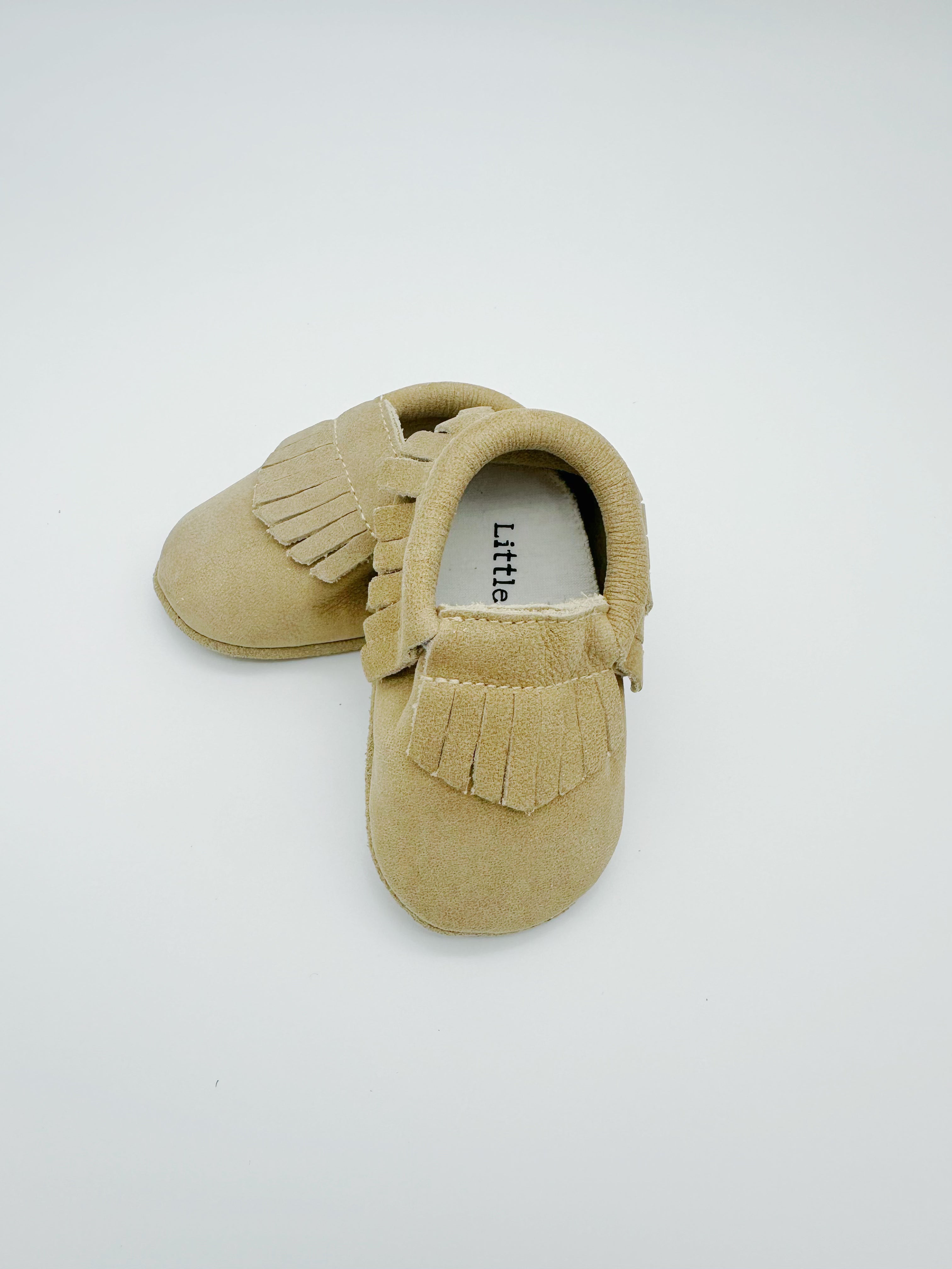 Little Secret Fringe Beige Baby Leather Flat Shoes