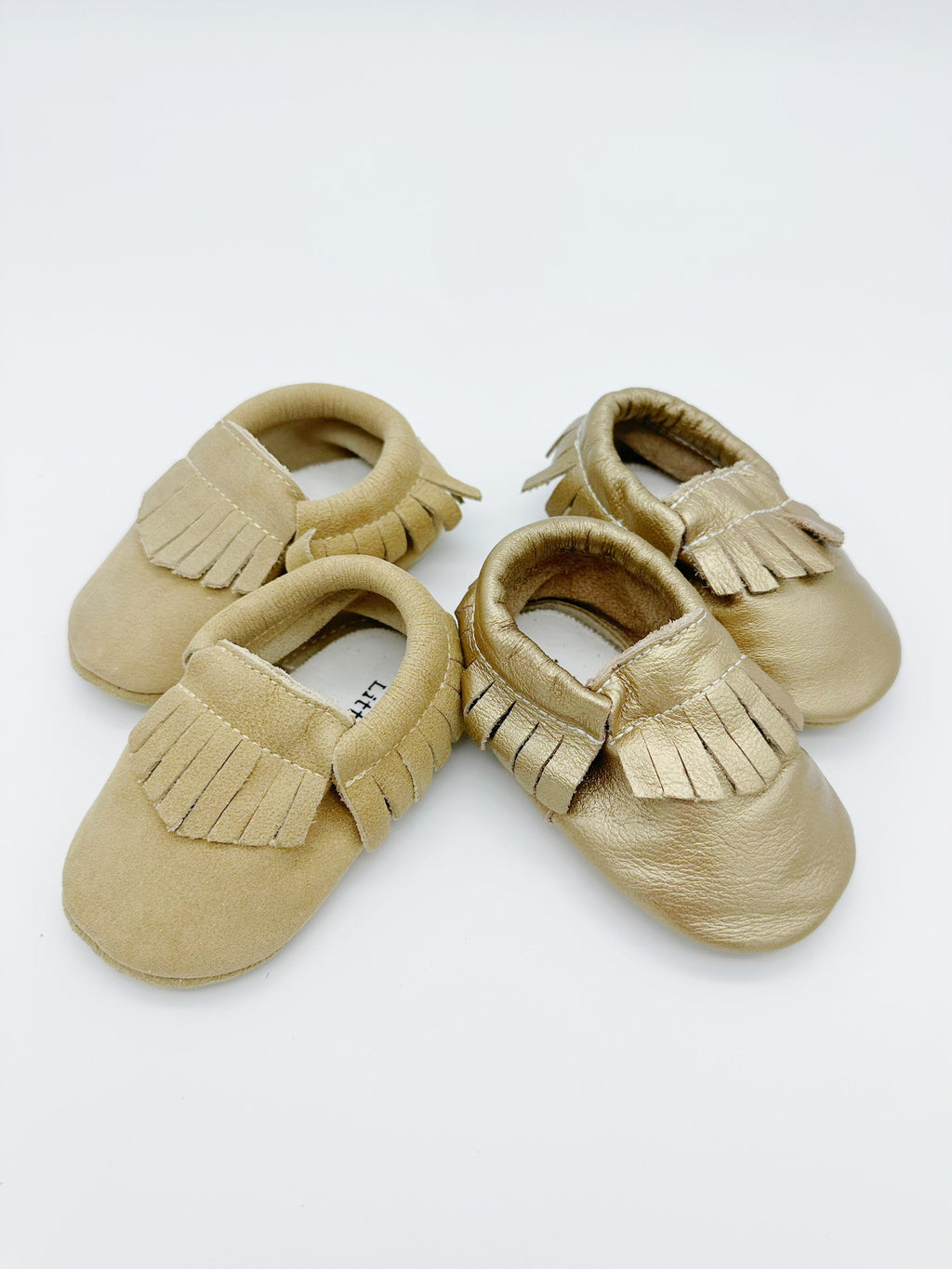 Little Secret Fringe Gold Baby Leather Flat Shoes