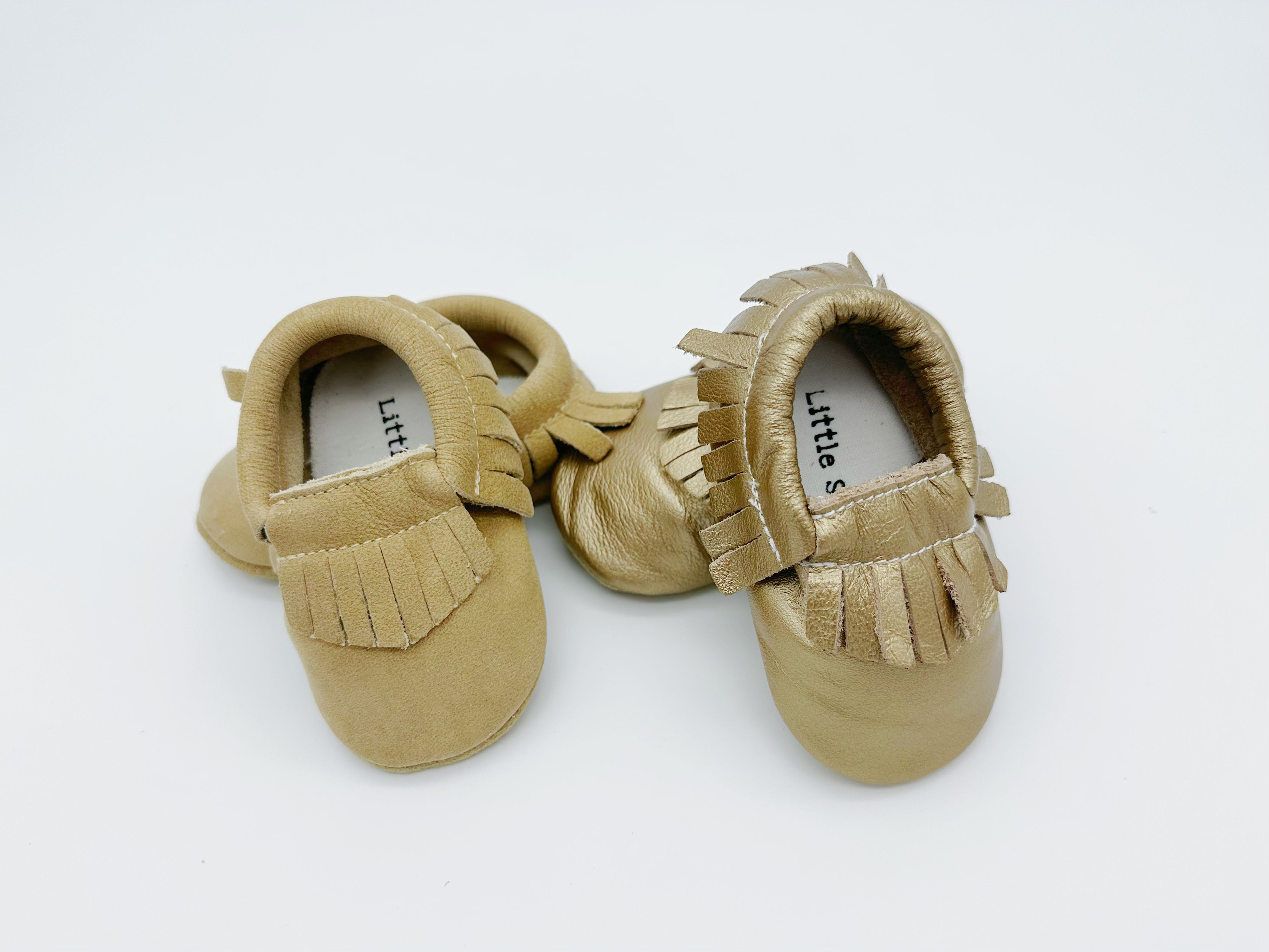 Little Secret Fringe Beige Baby Leather Flat Shoes