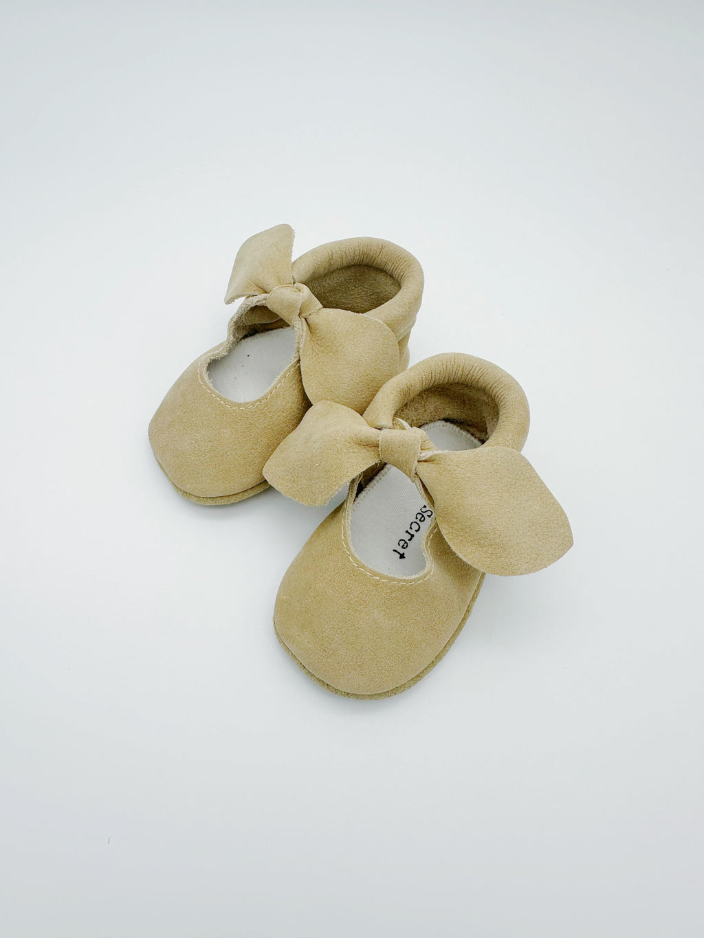 Little Secret Bow Beige Baby Leather Flat Shoes