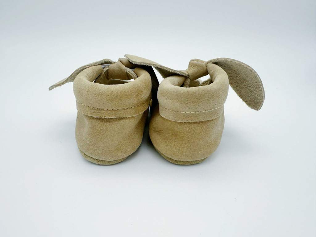 Little Secret Bow Beige Baby Leather Flat Shoes