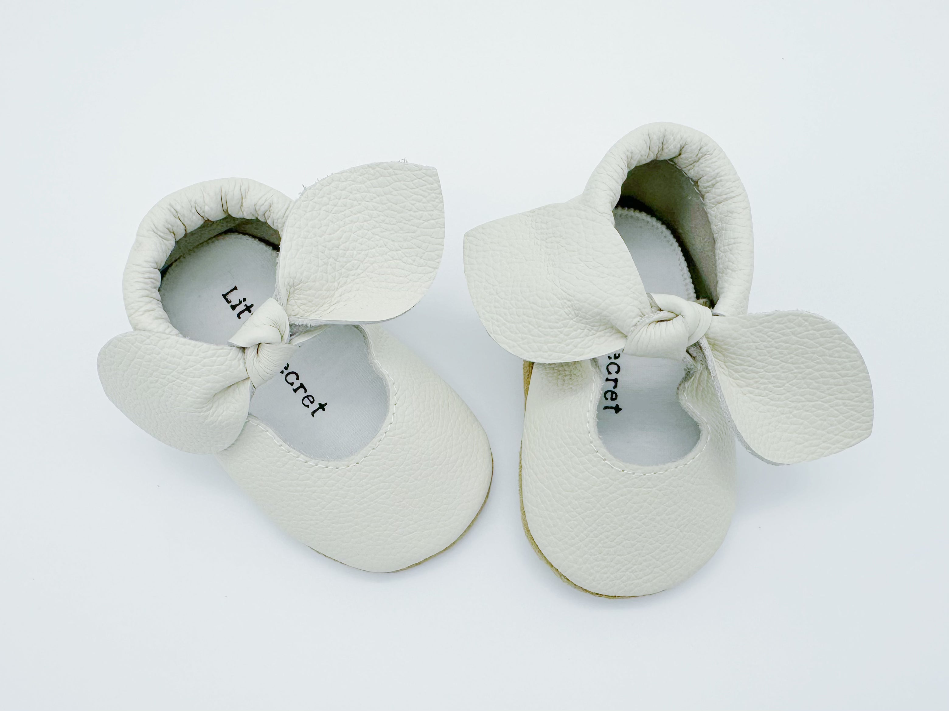 Little Secret Bow White Baby Leather Flat Shoes