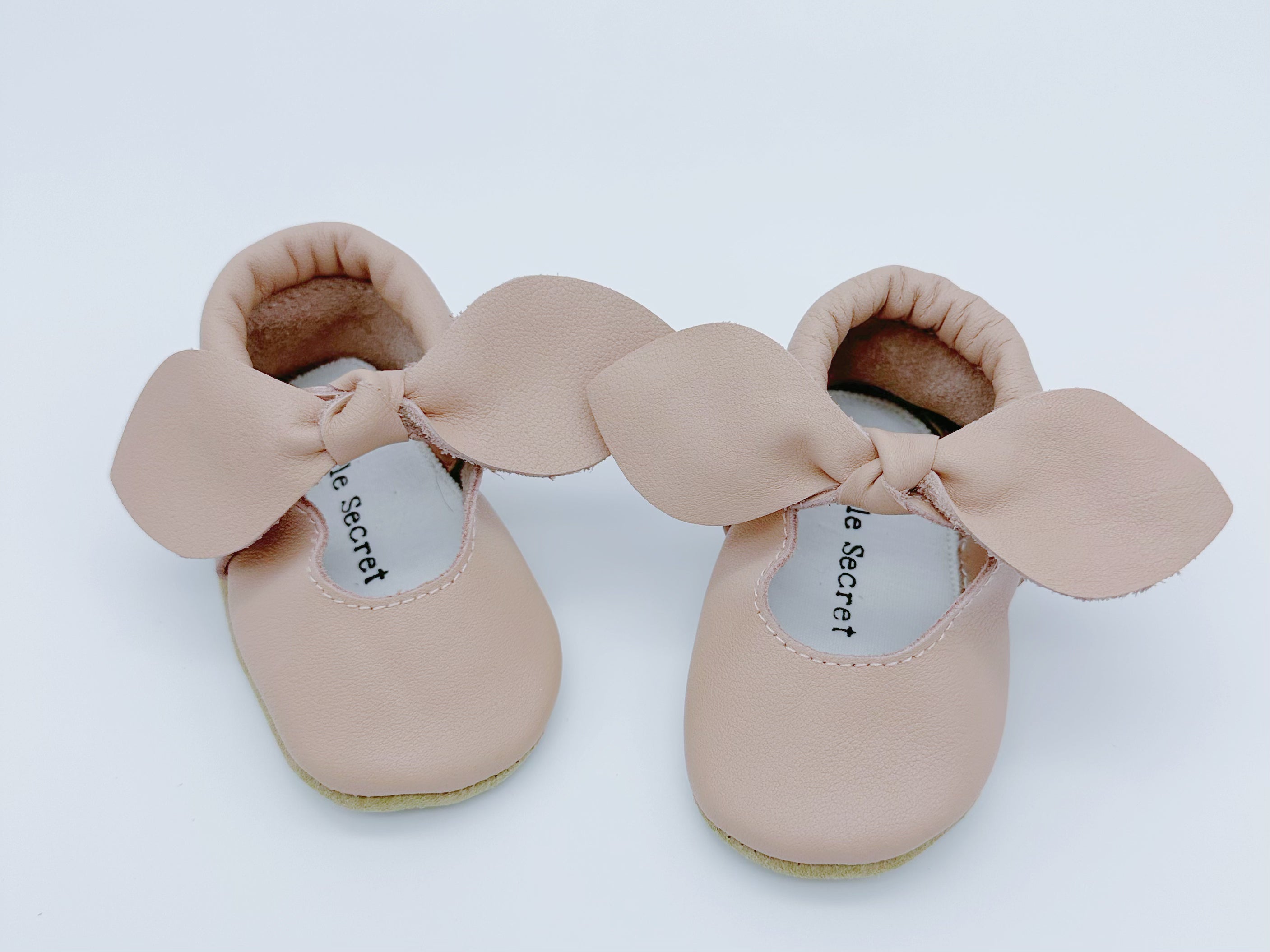 Little Secret Bow Pink Baby Leather Flat Shoes