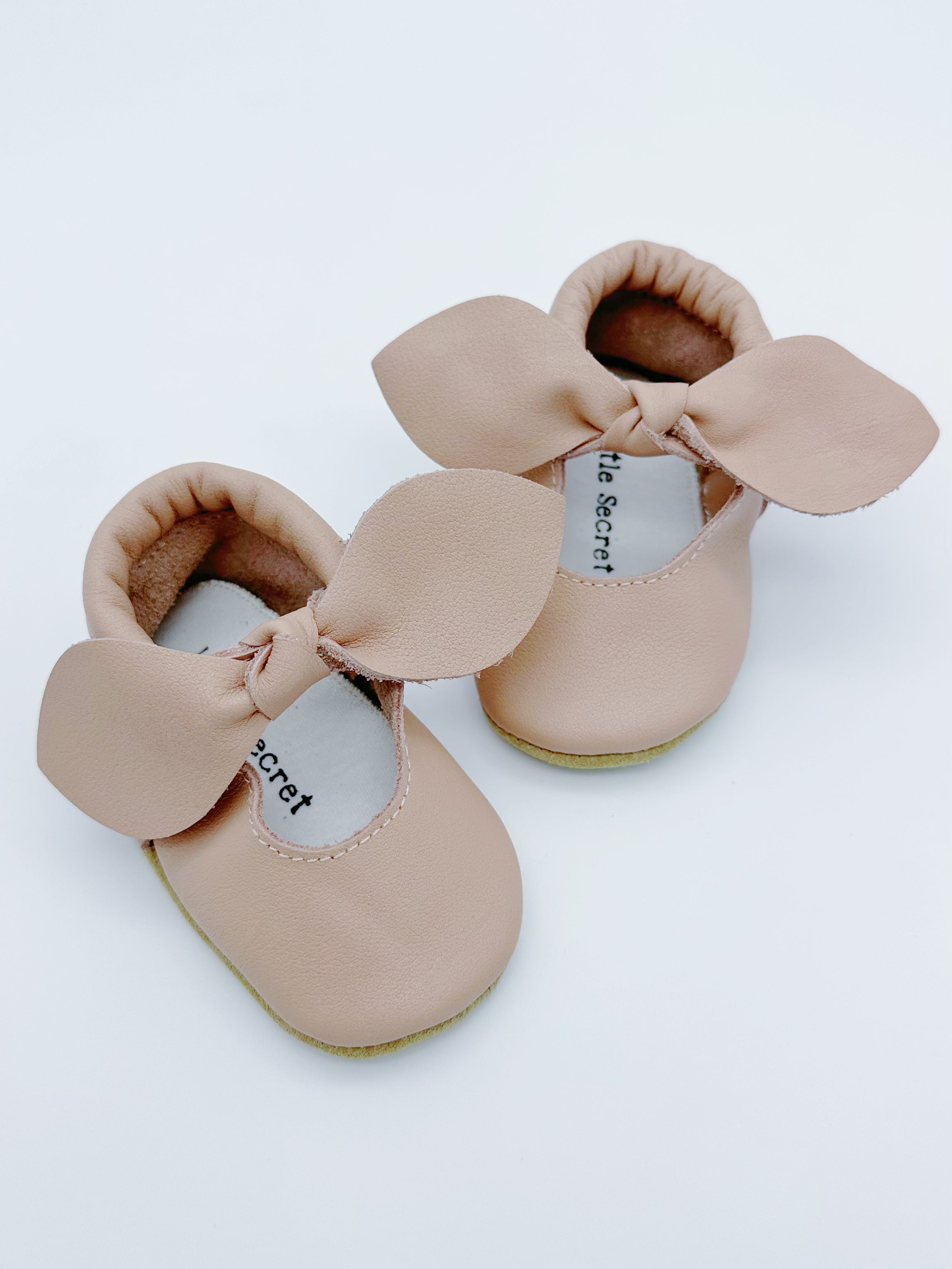 Little Secret Bow Pink Baby Leather Flat Shoes