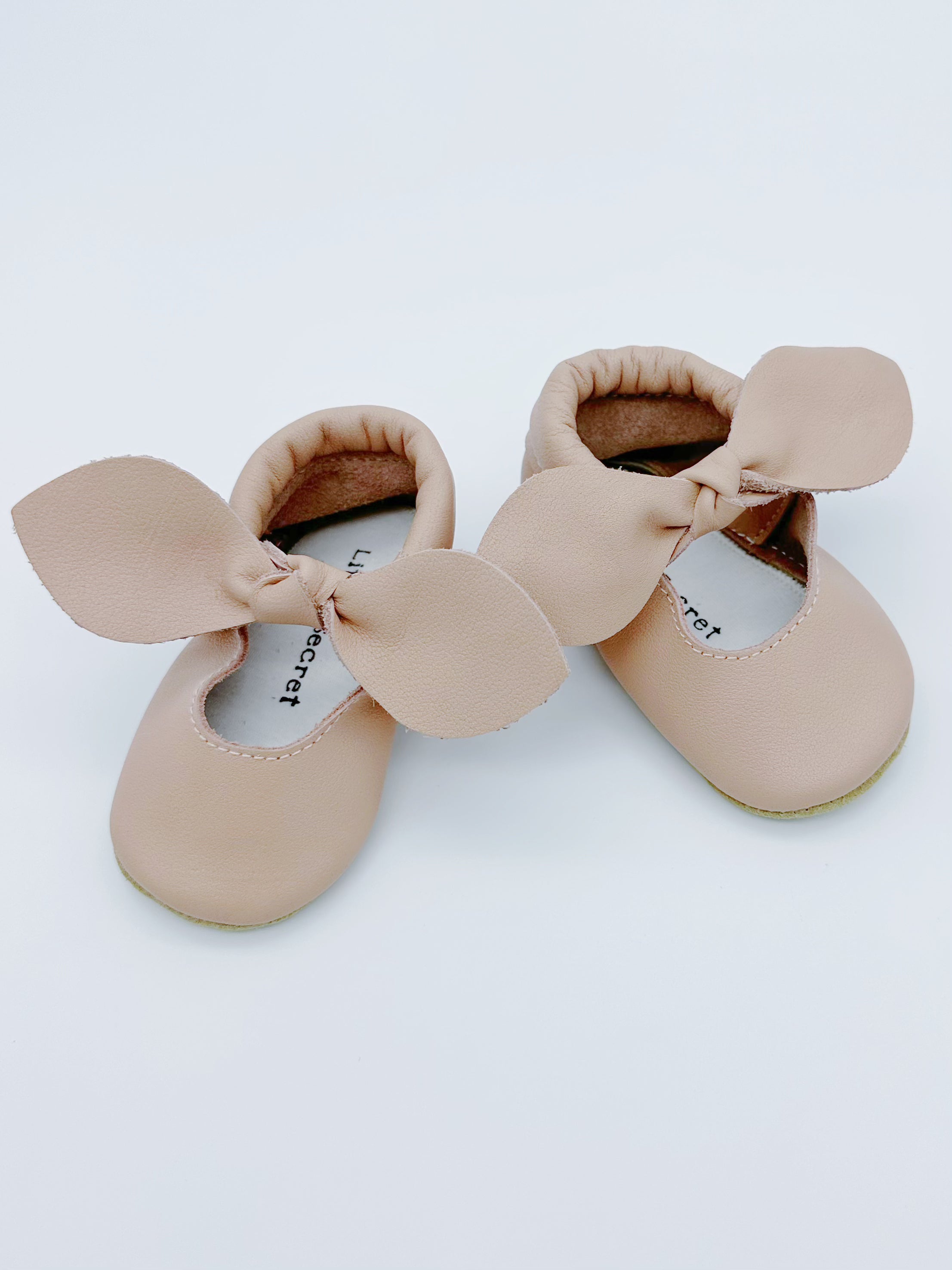Little Secret Bow Pink Baby Leather Flat Shoes