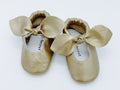 Little Secret Bow Gold Baby Leather Flat Shoes
