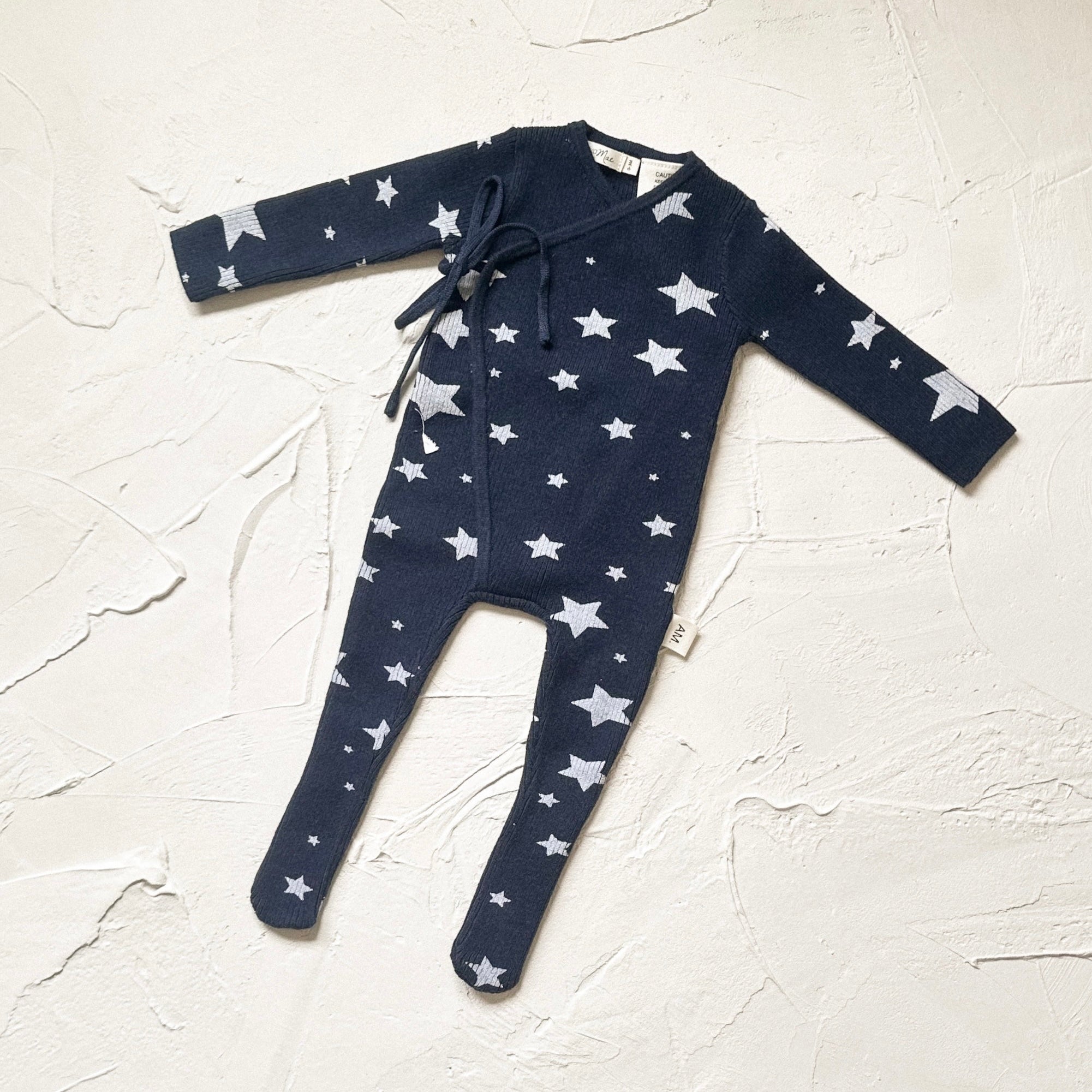Basics ribbed knit onesie- Midnight Stars