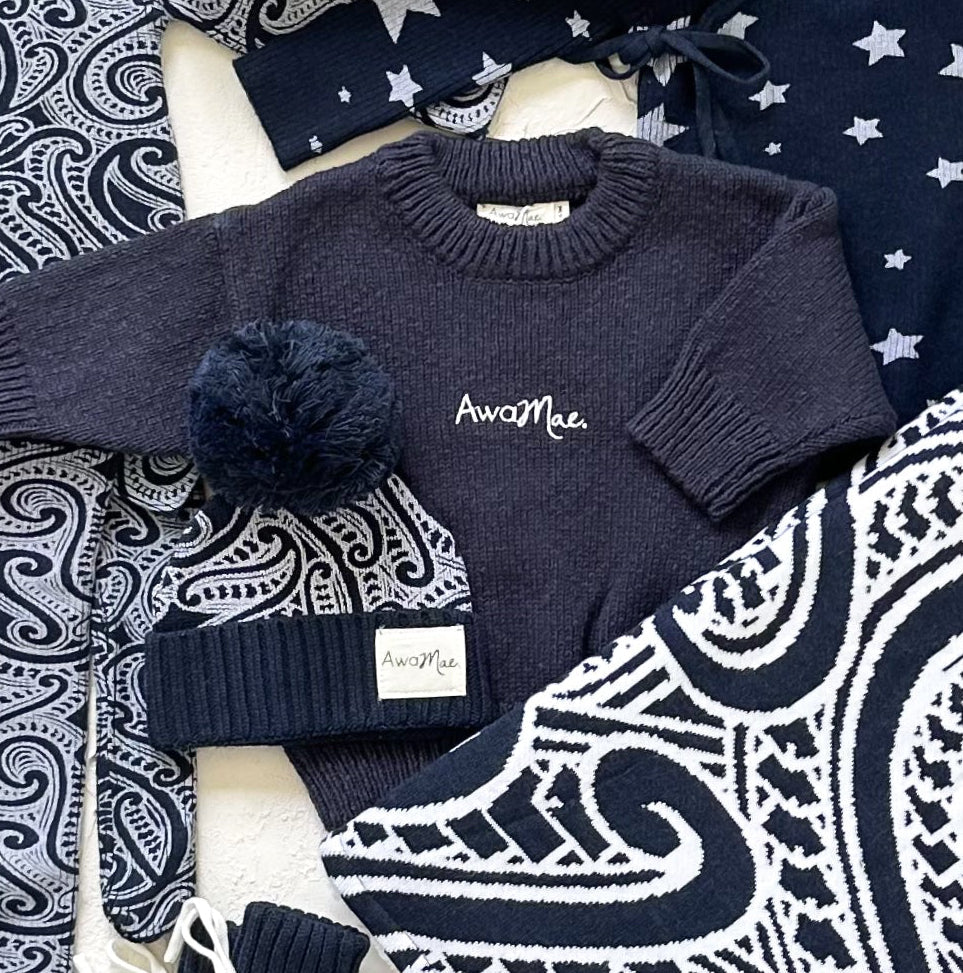 Textured Cotton Jumper - Midnight