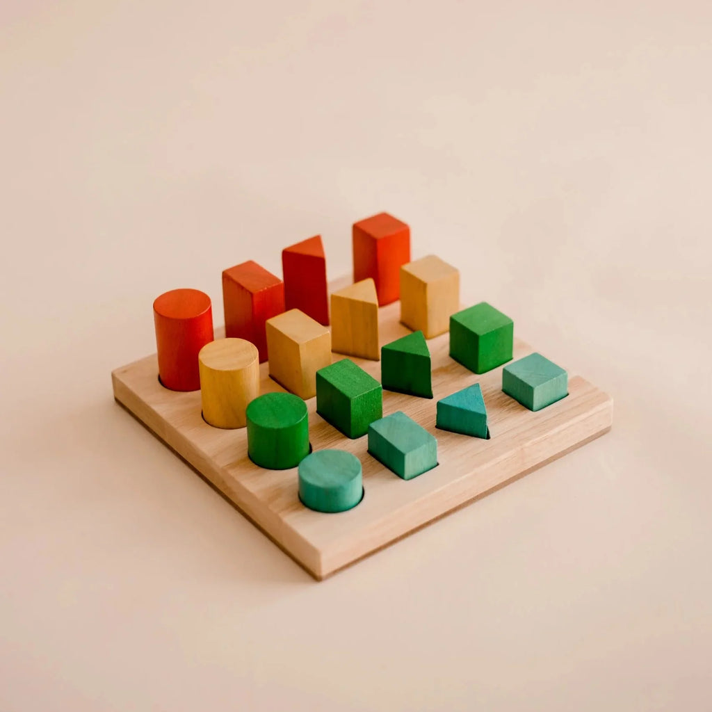 Wooden Shape and Size Sorting Board - QToys | Wooden Toy NZ