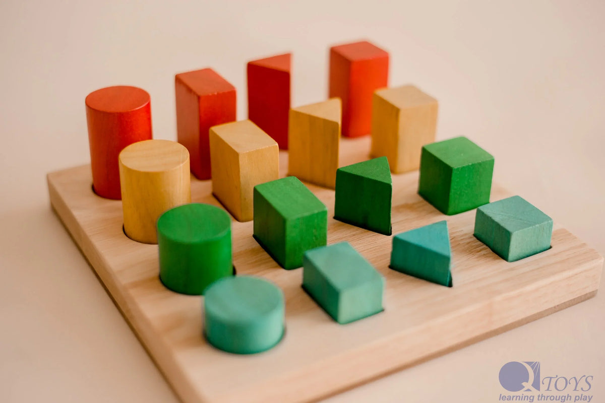 Wooden Shape and Size Sorting Board - QToys | Wooden Toy NZ
