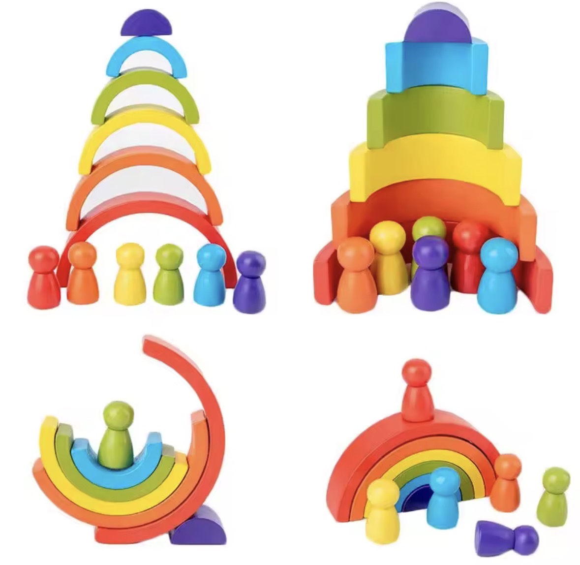 wooden rainbow stacked balance blocks