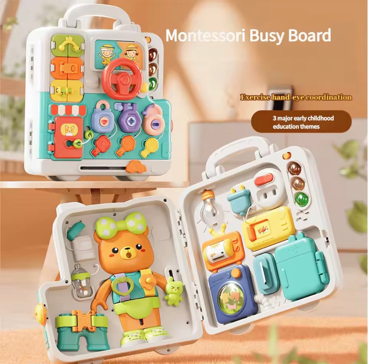 Montessori Busy Board Car Toy – 63-in-1 Baby Learning & Sensory Play