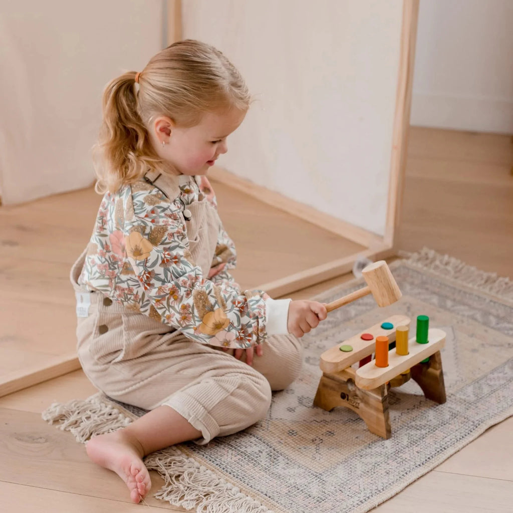 Wooden Pound A Peg Bench - QToys | Montessori Wooden Toy NZ