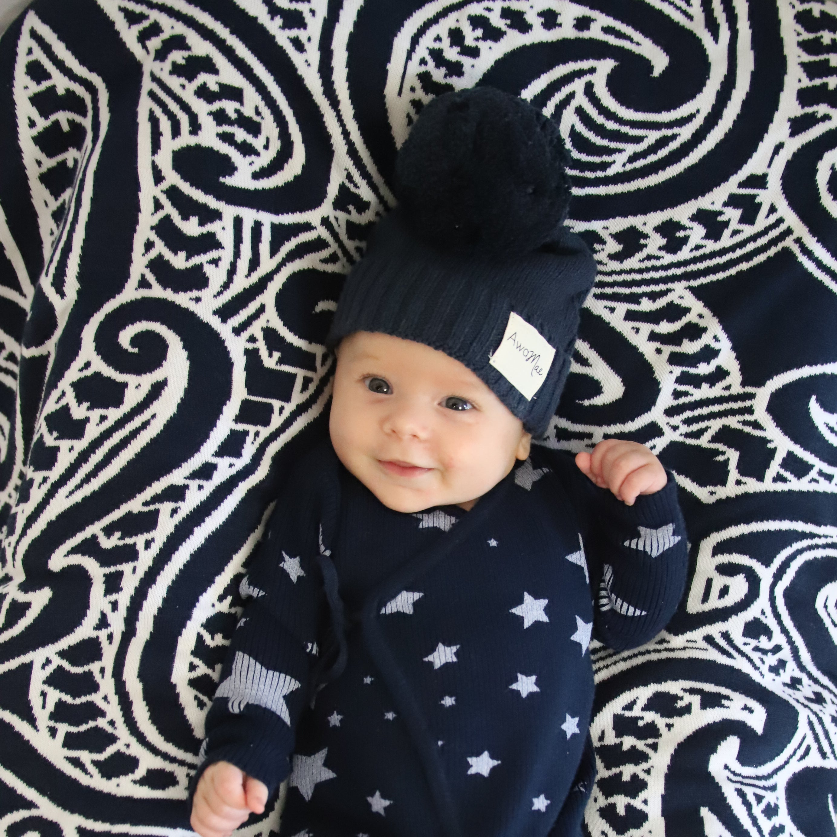 Textured cotton Beanie - Midnight