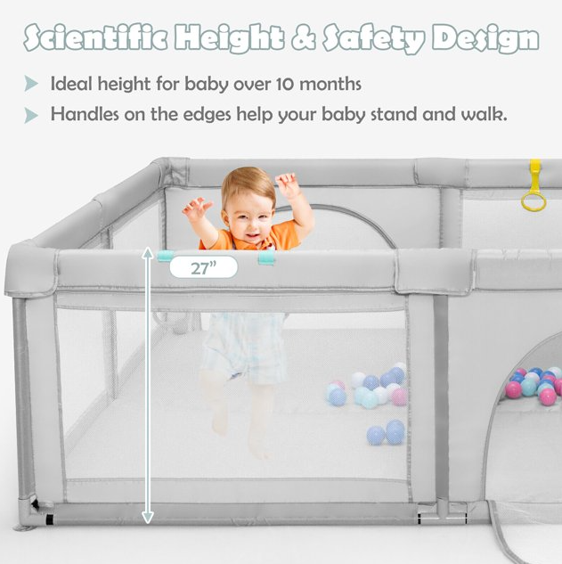 Baby Playpen light grey 180x150cm