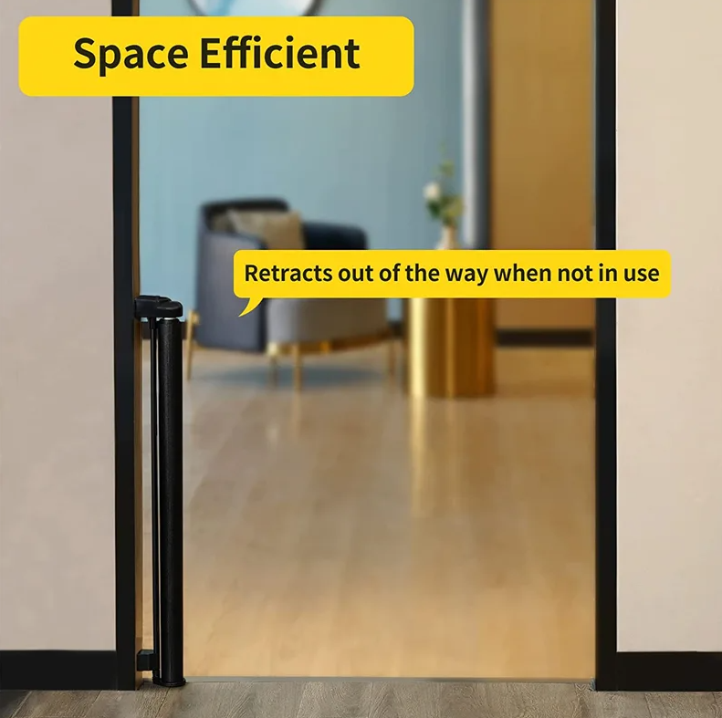 Baby retractable safety gate Black