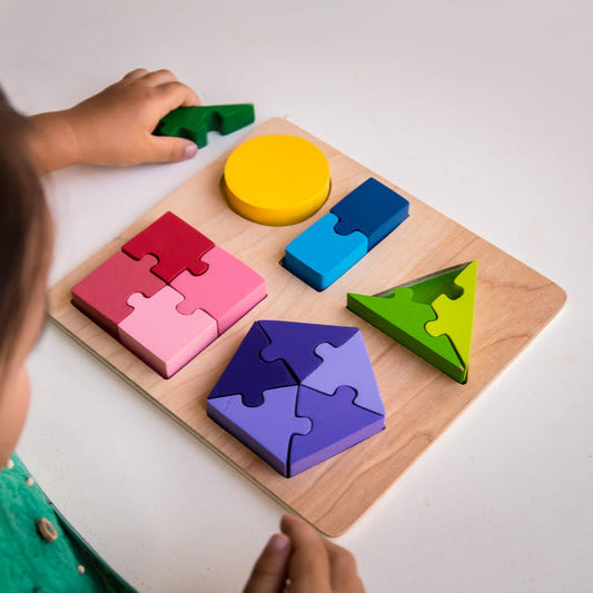 Wooden Shape Fraction Puzzle - Kiddie Connect | Wooden Toys NZ