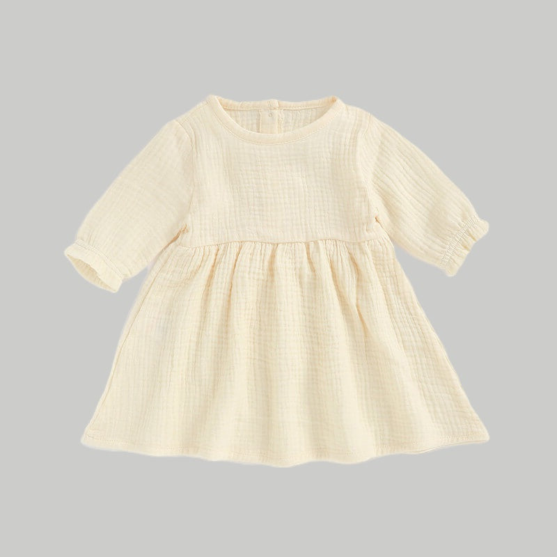 Muslin Full Sleeve Dress - Cream