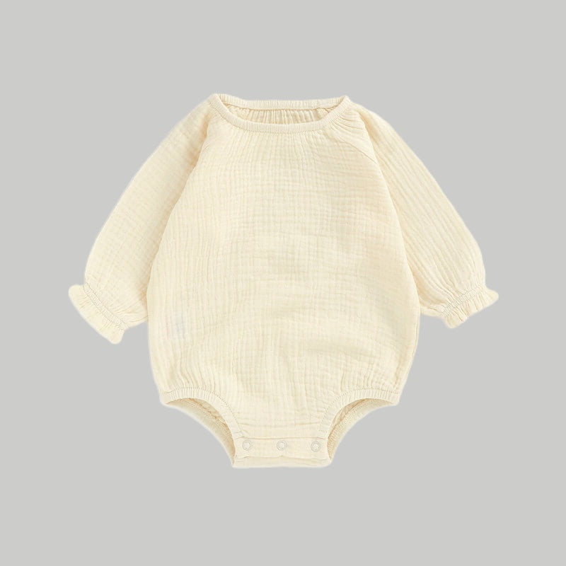 Muslin Full Sleeve Romper - Cream