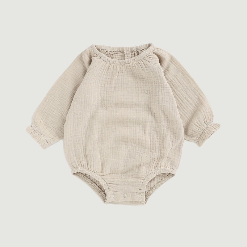 Muslin Full Sleeve Romper - Stone