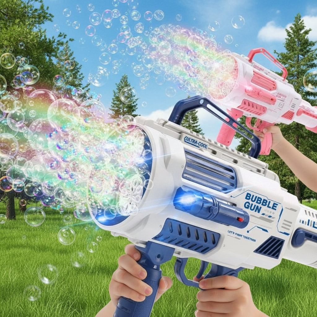 Large Rechargeable Rocket Bubble Gun + Flashlight (43cm)