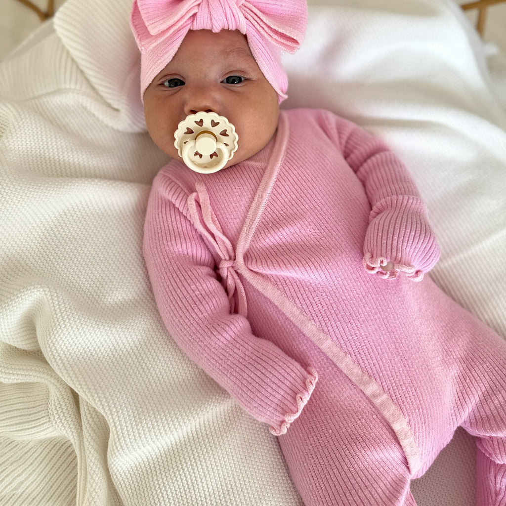 Basics ribbed knit onesie- Cherry Blossom