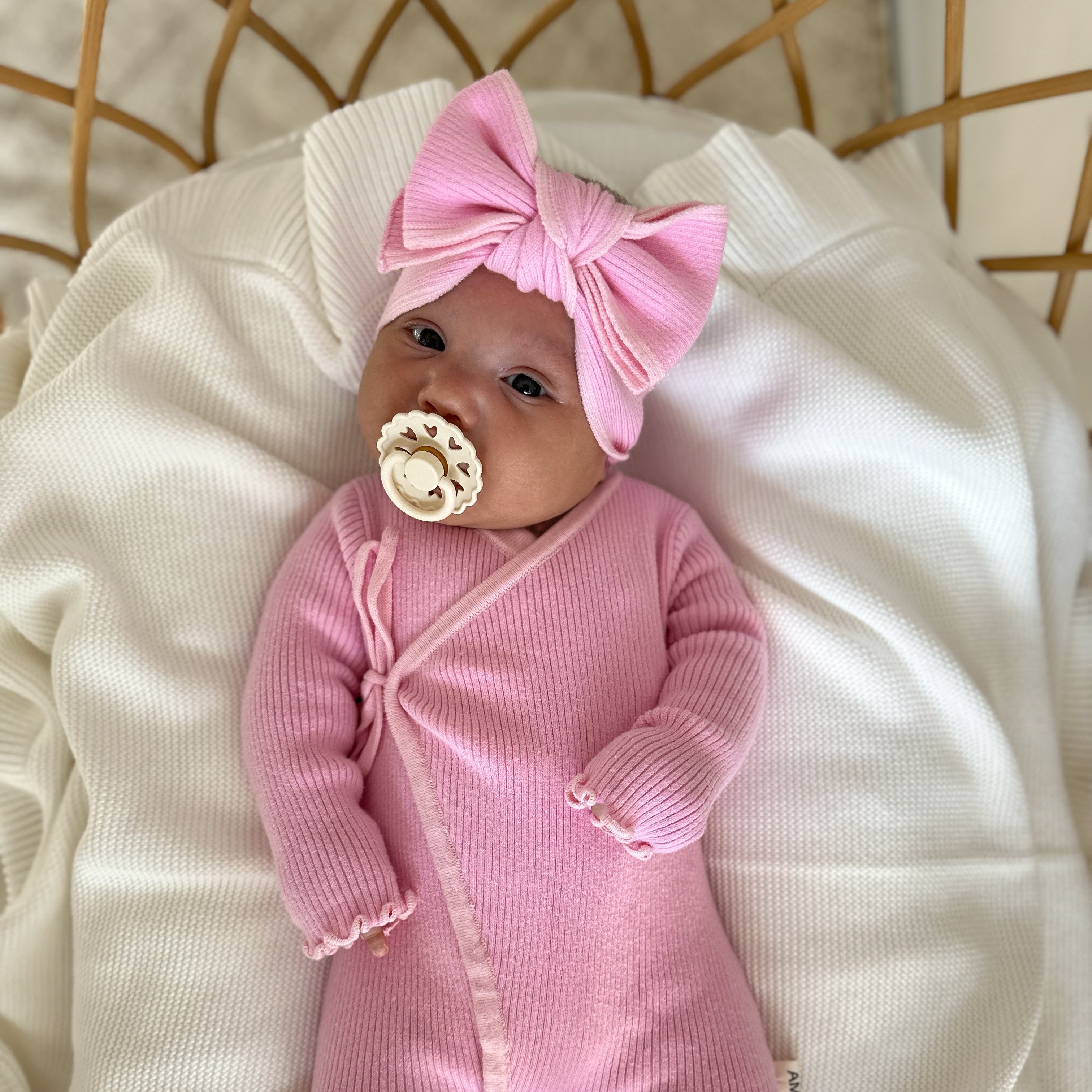 Basics ribbed knit onesie- Cherry Blossom