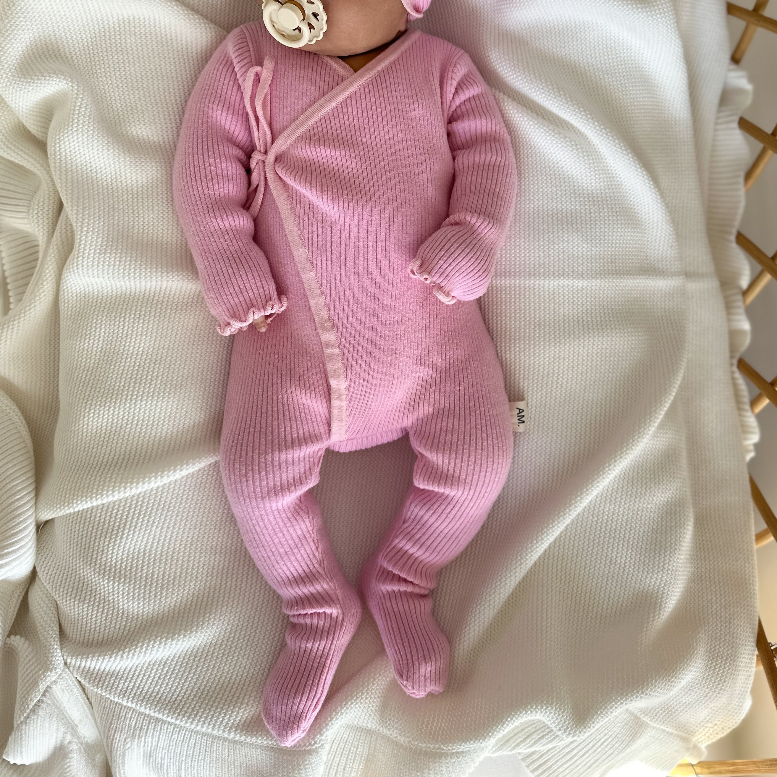 Basics ribbed knit onesie- Cherry Blossom