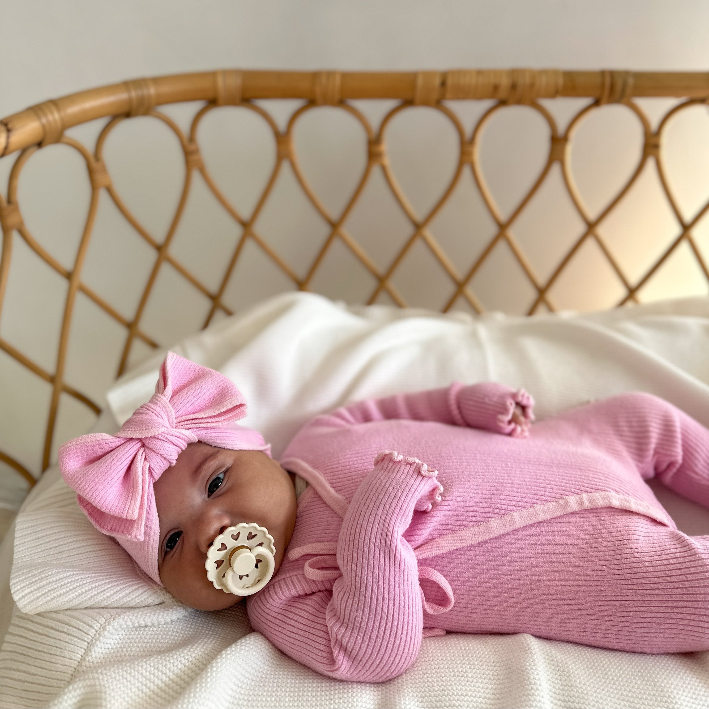 Basics ribbed knit onesie- Cherry Blossom
