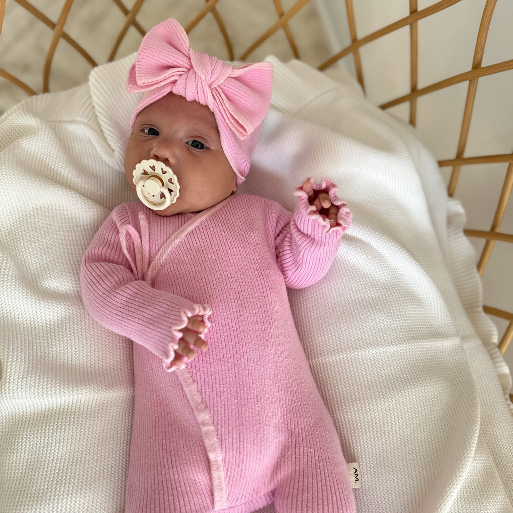 Basics ribbed knit onesie- Cherry Blossom