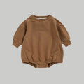 Pullover Bubble Romper - Brown
