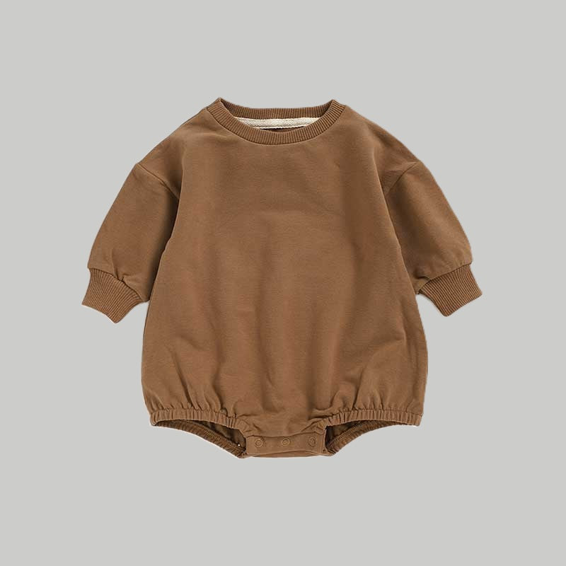 Pullover Bubble Romper - Brown