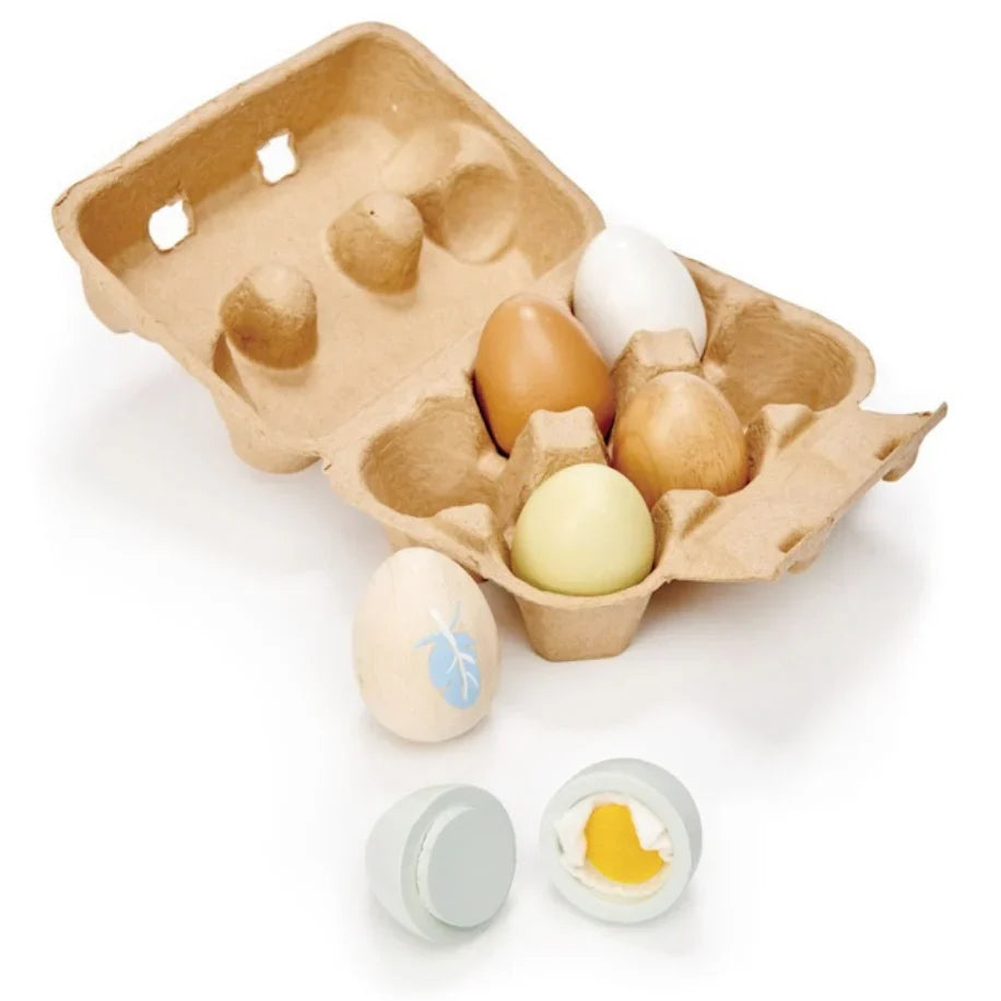 Wooden Eggs in Carton - Tender Leaf Toys | Play Food