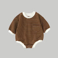 Striped Bubble Romper - Brown