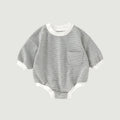 Striped Bubble Romper - Light Grey