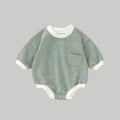 Striped Bubble Romper - Olive