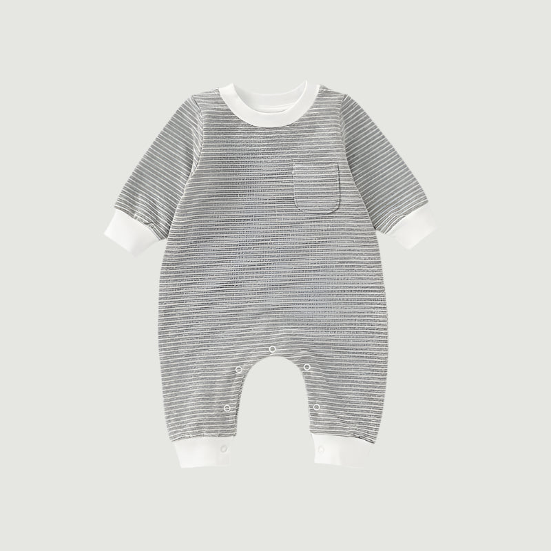 Striped Coveralls - Light Grey