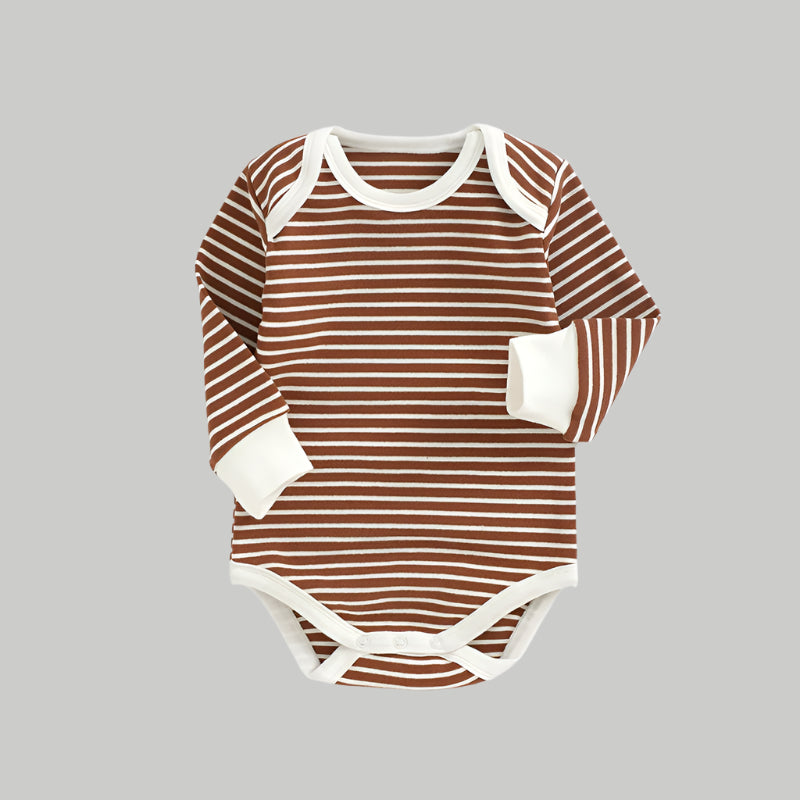 Striped Full Sleeve Onesie - Brown