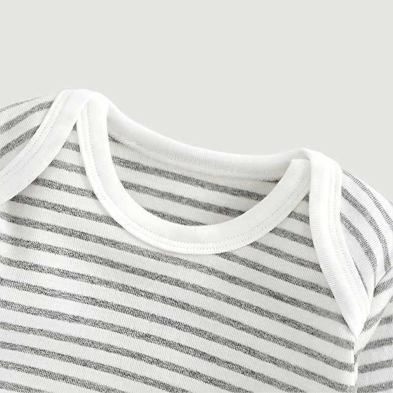 Striped Full Sleeve Onesie - Light Grey