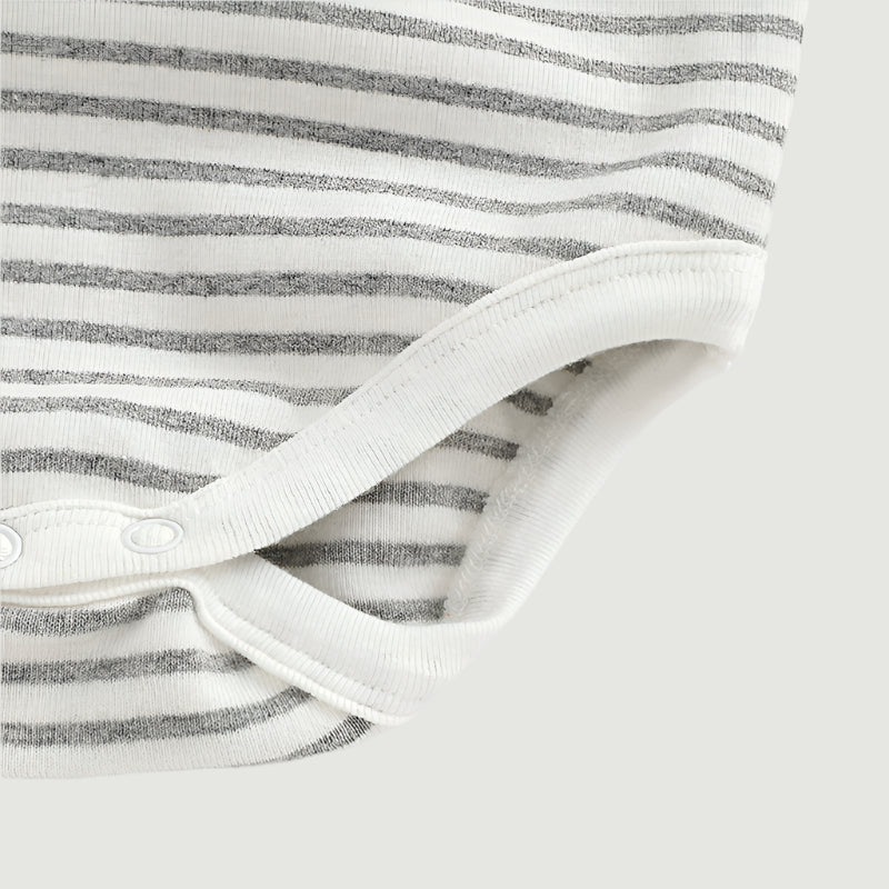 Striped Full Sleeve Onesie - Light Grey