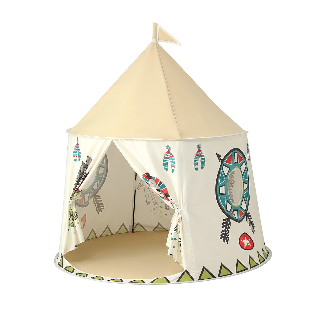 Keezi Kids Play Tent Playhouse Castle with Window Flag Carry Bag 115cmx115cm