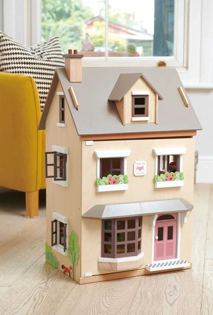 Foxtail Villa Wooden Dollhouse – 2-Storey Doll House with Attic |  Tender Leaf Toys