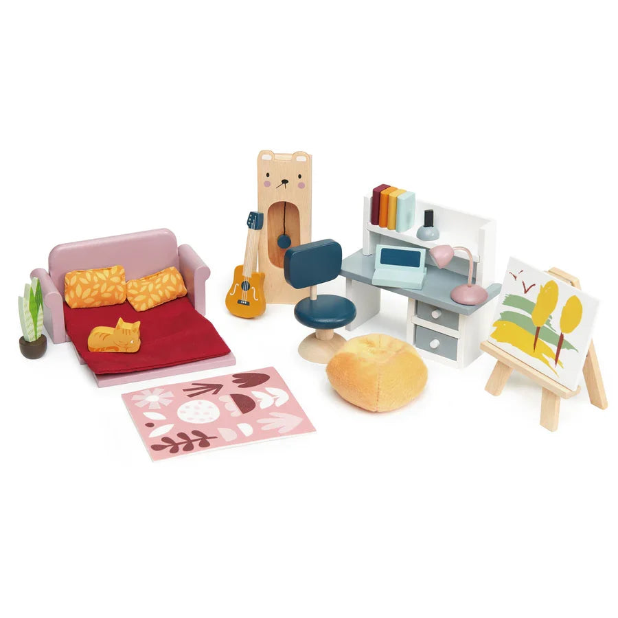 Wooden Dolls House Study Furniture Set - Tender Leaf Toys | Doll House Furniture NZ