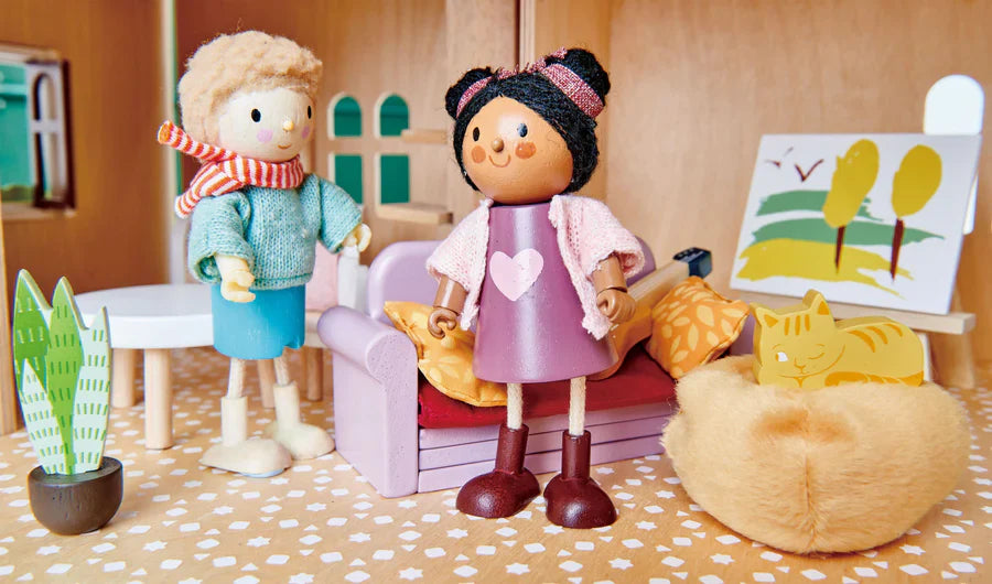 Ayana and Cat Wooden Doll – Tender Leaf Toys | Wooden Doll NZ