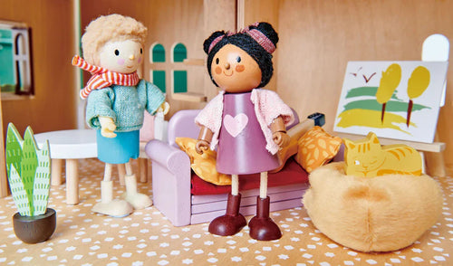 Ayana and Cat Wooden Doll – Tender Leaf Toys | Wooden Doll NZ